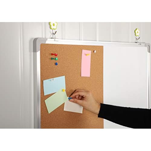 Combination Whiteboard Bulletin Board Set - Dry Erase/Cork Board 30x20 in with 1 Magnetic Dry Eraser, 4 Markers, 4 Magnets and 10 Thumb Tacks - Combo Tack Board White Board for Home Office Desk