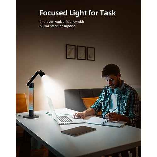 Lytmi 3-in-1 LED Desk Task Reading Light for Office, CRI95 Eye-Caring Architect Desk Lamp, 360¡ÆRotatable Swing Arms, Dimmable Table Lamp with Atmosphere Lighting for Computer Monitor Desktop Bedside