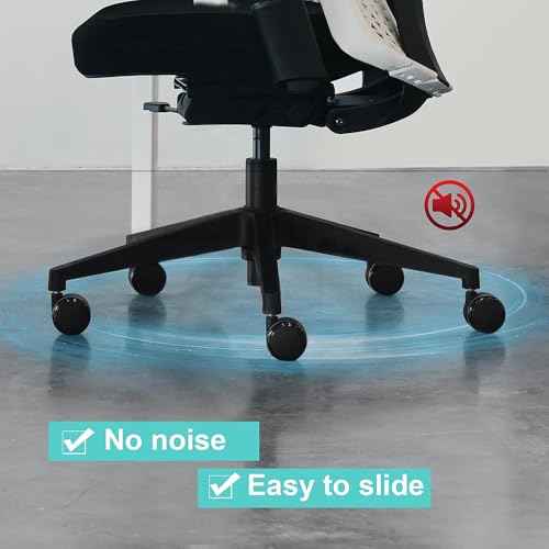 5 Pcs 4'' Extra Large Chair Wheels Heavy Duty Casters ? Twin Wheel Caster with 7/16" x 7/8" Grip Ring for Office Chairs, Furniture, Hardwood Floor & Carpet Safe (Black)