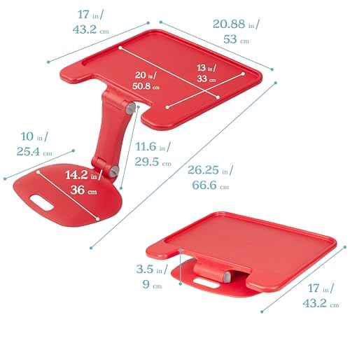 ECR4Kids The Surf Folding Portable Lap Desk, Large, Flexible Seating, Red