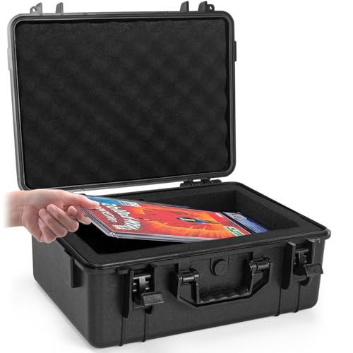 TORIBIO Graded Comic Book Storage Box, Hard Case Fits CGC Graded Comic Books, Waterproof Hard Shell Protection Carrying Case with Customizale Foam Interior