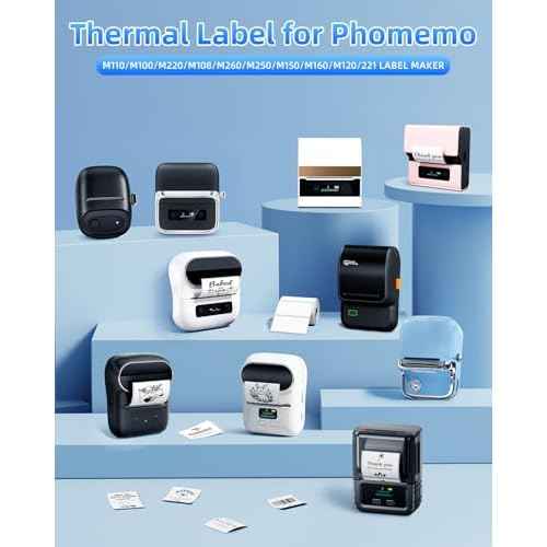 Phomemo 1.57"x1.18"(40x30mm) Label, 6 Rolls M110/M100/M150/M250/M220 Thermal Paper - Multi-Purpose Square Self-Adhesive Label, 230 Labels/Roll, Black on White