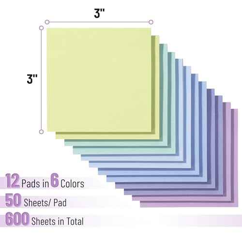 Mr. Pen- Sticky Notes, 3¡±x3¡±, 12 Pads, 600 Sheets, Summer Colors Sticky Notes 3x3