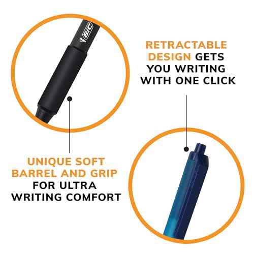 BIC Soft Feel Ballpoint Pen with 1.0 mm Medium Point and Retractable Design, 6-Count in Black Ink
