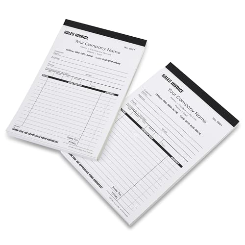 Custom Numbered Sales Invoice Books – 2-Pack, Personalized Duplicate Receipts