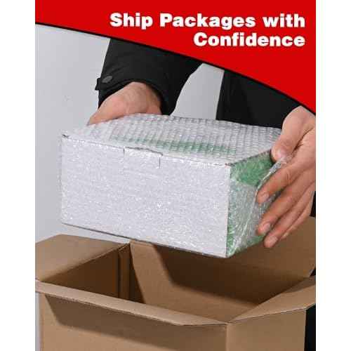 2-Pack Bubble Cushioning Wrap Rolls, 3/16" x 17" x 72' ft Total, Perforated 12" 20 Fragile Stickers for Shipping, Packaging, Mailing