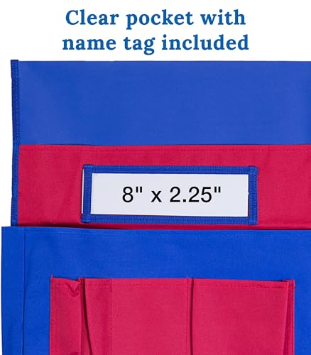 Carson Dellosa Classroom Chair Pockets Blue & Red 1-Pack Student Organizer