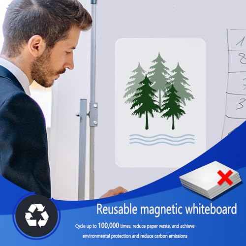2 Pack PET Magnetic Whiteboard for Fridge, Small Magnetic Dry Erase Boards with 8 Markers and 2 Eraser, Reusable Blank Magnet White Board Sheets for Home, Kitchen, Office, Classroom - 12" x 8"