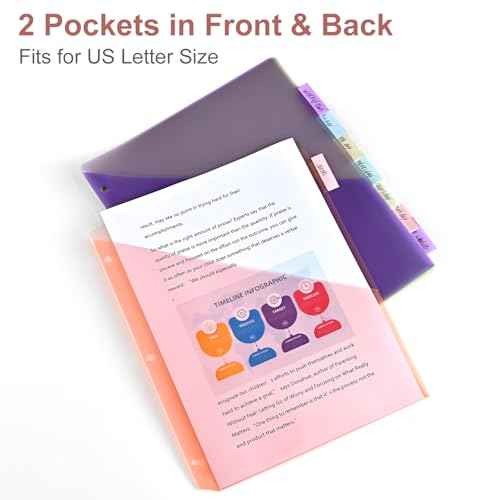8-Tab Binder Dividers, Index Pockets for 3 Ring Binders, 8 Pastel Colors, US Letter Size (1)