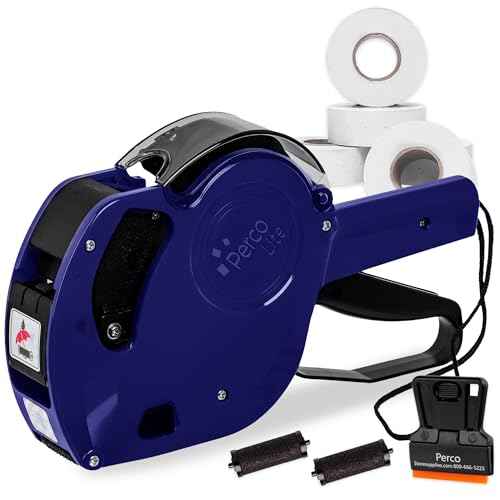 Perco Lite 1 Line Dater Gun Kit - Includes 5,000 Blank White Labels, 2 Ink Rollers, 1 Ink Roll and Labels Pre-Loaded
