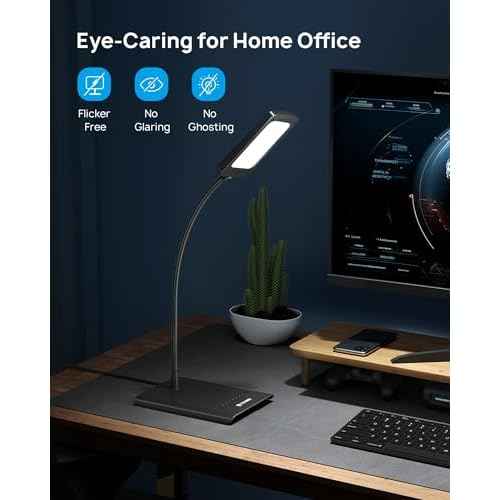 TROND Desk Lamp, Bright Dimmable Eye-Caring Table Lamp, 3 Color Modes 7 Brightness Levels, Flexible Gooseneck, Touch Control, Memory Function, Desk Light for Home Office Dorm Room Essentials