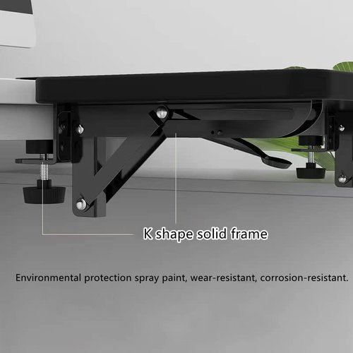 Siiboat Computer Desk Extender 29.5" x 9.45" Table Arm Elbow Support Collapsible Keyboard Tray for Square Tabletop - Carbon Fiber