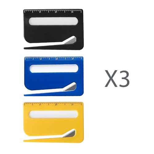 Mini Letter Opener - 3 Pcs Durable Plastic Envelope Opener with Magnifier and Ruler - Manual Envelope Slitter for Home Office and School