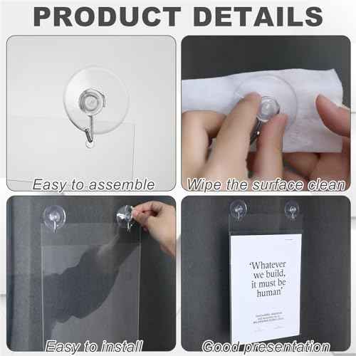 Suzile 8 Pcs Acrylic Window Sign Holder Hanging Acrylic Holder 8.5 x 11 Inch Office Door Signs with Suction Cup Hooks Hangers for Office School Home Store Restaurant