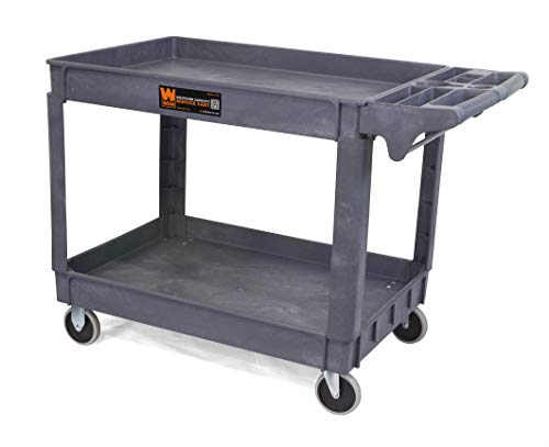 WEN 500-Pound Capacity Utility Cart, 46 x 25.5 In., 2 Shelves, 5 in Casters