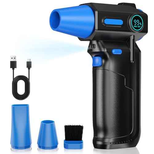 Compressed Air Duster-130000RPM Super Power Cordless Electric Air Duster, Rechargeable Brushless Motor, with LED Light, 3-Gear Adjustable Dust Blower for Computer, Keyboard, Outdoor, House and Car