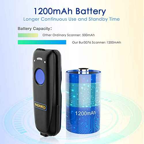 NADAMOO Wireless Barcode Scanner Compatible with Bluetooth Function, 2.4G Wireless & Wired 3-in-1 Bar Code Scanner Portable USB CCD Reader, Work with iPhone iPad Android Windows Mac OS-Dark Blue