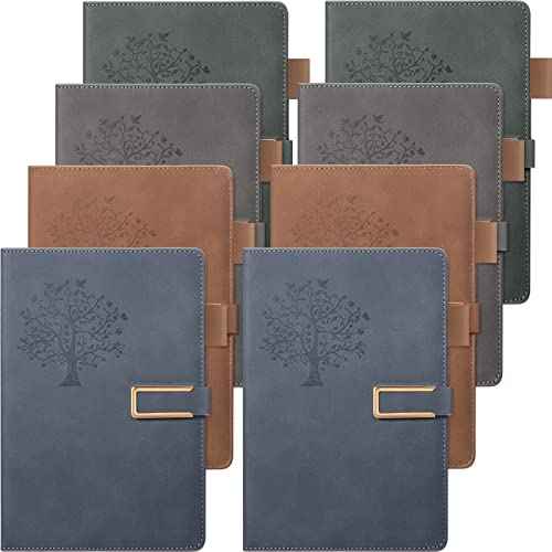 Mimorou 8Pack Christian Tree of Life Leather Journal Bulk Christmas Employee Coworker Gift Refillable Writing Notebook Rustic Antique Vintage Retro Diary Sketchbook Women A5 Faux Hardcover Pen Loop