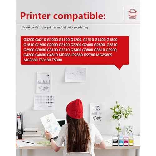 GI-290 Ink Bottles - High Capacity Compatible GI 290 Ink Refill Bottles Replacement for Canon PIXMA G3200 G1200 G4210 G2200 G4200 Printer, 4-Pack (Black, Cyan, Magenta, Yellow)