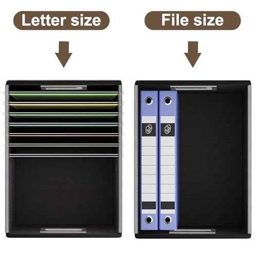 Huolewa File Organizer Box with Lid, Collapsible Leather File Folder Organizer for Office Document Storage, Filing Box with Plastic Slide for Letter/Legal Size Hanging Files, Dark Brown, 4 pack