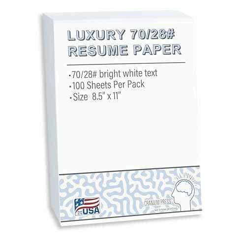 70lb Luxury Resume Paper, Bright White 8.5" x 11" Business Paper | 100 Sheets, Perfect for for Resumes, Letterhead, Invitations, and Professional Documents