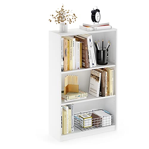 Furinno Jaya White 3-Tier Adjustable Bookcase Shelf - Space Saving Storage