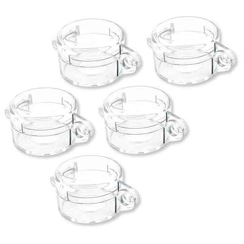 TRADESAFE Emergency Stop Button Cover Lockout - Round Transparent E Stop Button Cover, 7/8 inch Hole Diameter, Medium Push Button Lockout with Adhesive, 5 Pack