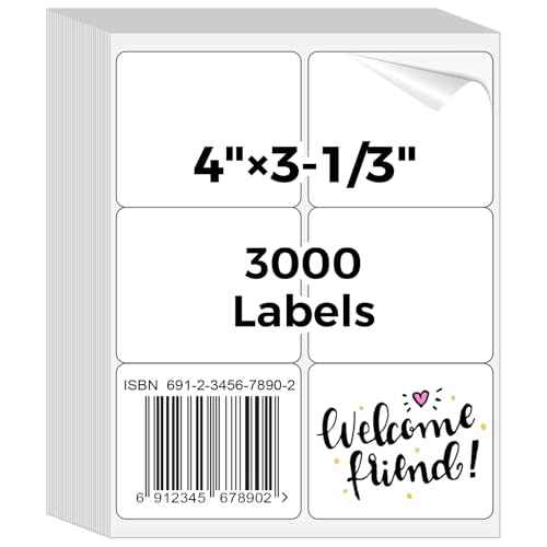 Mailing Labels for Laser/Inkjet Printer, Address Labels Stickers - 500 Sheets 3 1/3" x 4" 6 up Printable Sticker Paper, 3000 Mailling Label for Packages