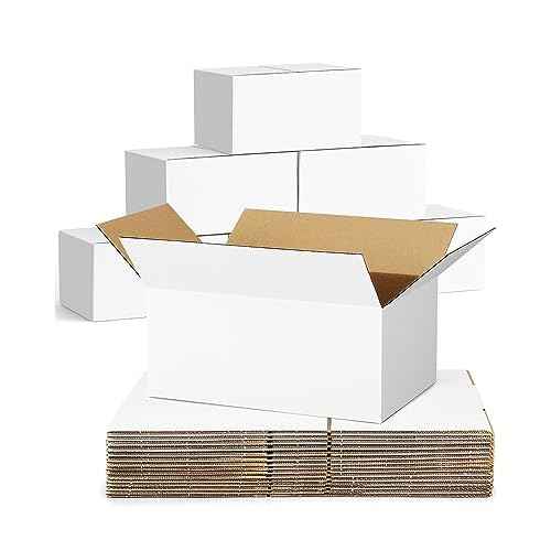 40-Pack-Small-Shipping-Boxes-10x7x5, Corrugated-Cardboard-Boxes-for-Packaging-Small-Business, White-Boxes-Mailers