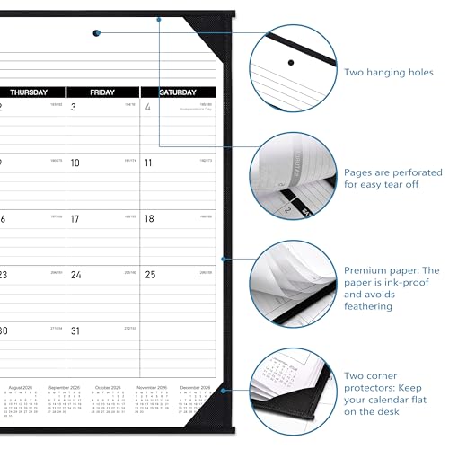 2026 Desk Calendar - JAN. 2026 ? DEC. 2026, 22" x 17", Large Desk Calendar 2026, 12 Monthly Desk/Wall Calendar 2-in-1, Corner Protector, Desk Pad, Large Ruled Blocks