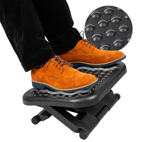 Mind Reader Adjustable Ergonomic Foot Rest with Massage Surface - Under Desk, Black
