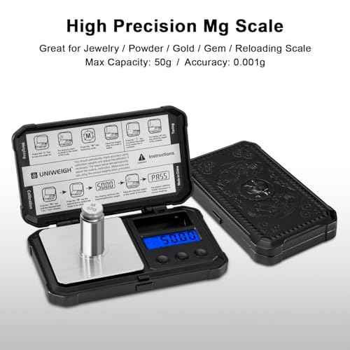 Milligram Scale 50g/0.001g High Precision,Digital mg Scale with LCD/Tare,6 Units Jewelry Scale,Micro gram Scale for Powder,Coins,Gold,Reloading Scale,Included Cal Weight,Batteries