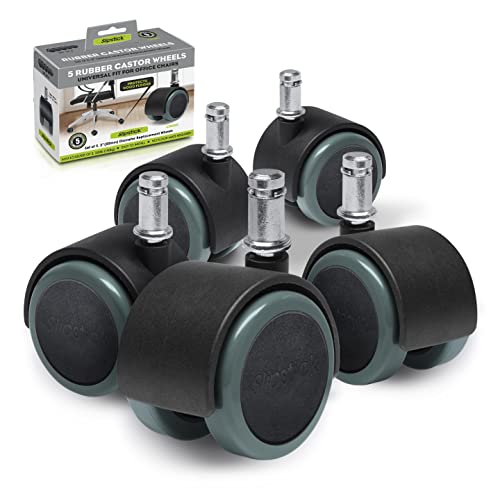 Slipstick CB680 2-Inch Floor Protecting Rubber Chair Caster Wheels Set of 5