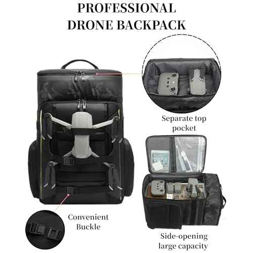 Drone Backpack 50L Professional for DJI FPV/Mavic/Air, Water Resistant Travel Backpack with 16" Laptop Compartment, Large Skateboard Backpack Carry on Backpack Airplane Approved Black Orange