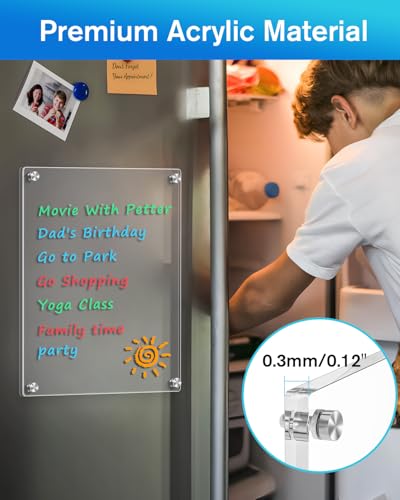 MaxGear 12x8 Inch Acrylic Magnetic Whiteboard for Fridge - Dry Erase Board & Organizer