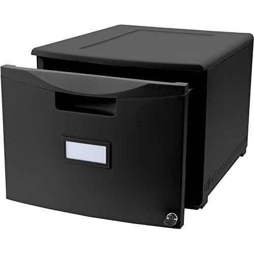 Storex Plastic 1-Drawer Mobile File Cabinet, Letter/Legal, Black (61265A01C)