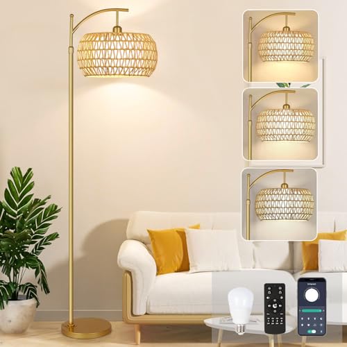 ZECOXOL Gold CYDARIFORM Floor Lamp 12.2in with 3 Color Temperatures & Remote