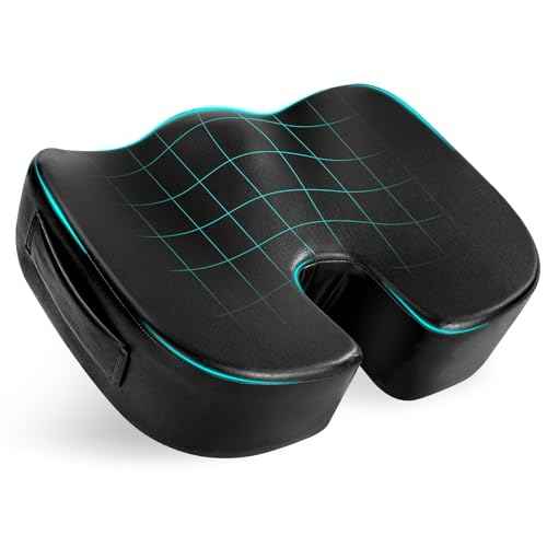 Luxury Seat Cushion, 4 Inch Extra Thick Memory Foam for Pressure Relief, Sciatica, Tailbone Pain & Back Pain Relief, Multi-Use for Bleachers, Car, Gaming, Office Chair (Black)