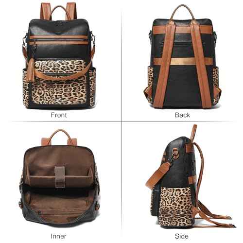 Shrrie 15.6 inch Laptop Backpack for Women,Large Leather Purse,Travel Backpacks Carry on,Water Resistant Casual Laptop Backpacks,College Backpack,Work Backpack for Women,Two-toned Deep Gray