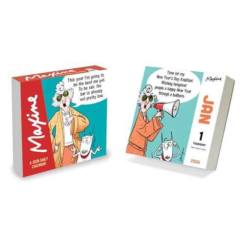 TF Publishing 2026 Maxine Daily Desktop Calendar - Home and Office Organization - Small Desk Calendar 2026 with Full-Color Tear-Off Pages and Standing Cardboard Easel - 5.25in x 5.25in