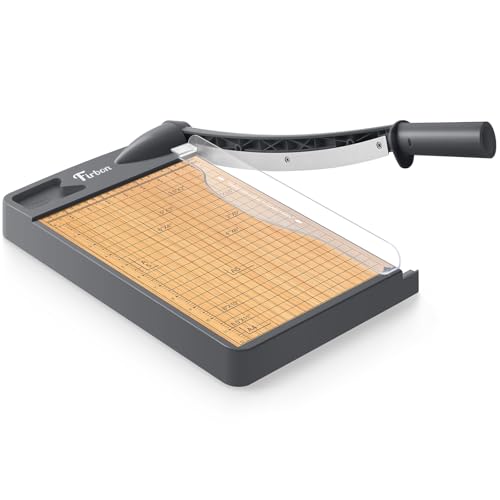 Firbon 12 Inch Heavy Duty Wood Guillotine Paper Cutter with Steel Blade