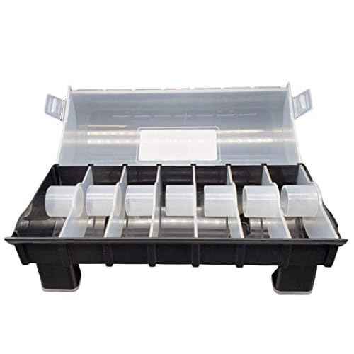 QSRProducts 7-Slot Day of The Week Covered Label Dispenser (for 3/4" & 1" Labels) - Food Sticker Holder for Inventory Management and Meal Prep, Protects Labels Inside