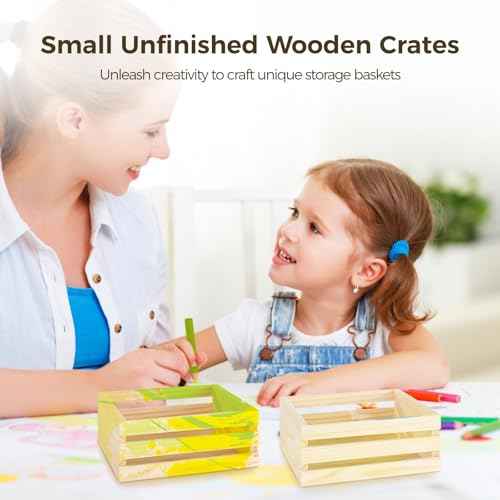 OMISTAR 12 Pcs Small Wooden Crates for Crafts - 6.3¡¿4.7¡¿2.8" Storage Baskets, Mini Unfinished Wooden Boxes, Ventilated Design, Decorative Wood Baskets for Crafts, Arts, Milk