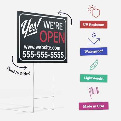 24x18" Double Sided Customizable Outdoor Yard Sign made from Corrugated Plastic with Metal "H" Stake, Easy to Design, Sign for Business, Garage or Yard Sale, Home, Office, (18" x 24")