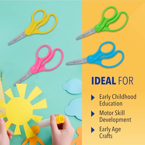 Westcott 12-Pack Kids Safety Scissors - 5-Inch Pointed Childrens Craft & School Shears