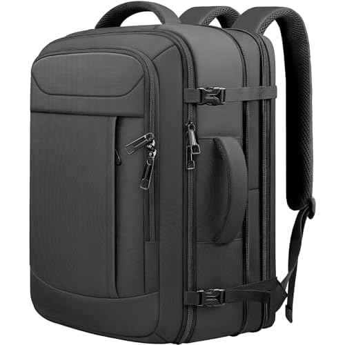 Travel Backpack,Expandable 40-50L Carry On Backpack,Extra Large Anti-Theft TSA Flight Approved Large Weekender Daypack Bag for Men and Women, Waterproof Pocket Lightweight Travel Gifts for Men,Black