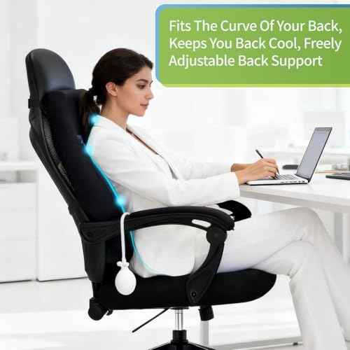 21.7'' Extra Long Gel Lumbar Support Pillow for Office Chair - with Adjustable Air Pump, Lumbar Cushion for Lower Back Pain Relief, Back Rest Support Pillow for Car, Wheelchair, Adjustable Straps