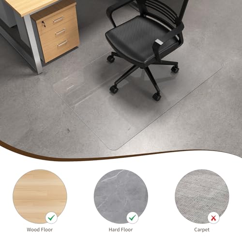 Warmstar Clear Office Chair Mat for Hardwood Floor,46"x72" Plastic Floor Mat Clear Rolling Mat for Office Chair No Curling,Heavy Duty Clear Desk Chair Mat Wood Tile Floor Mat for Office & Home