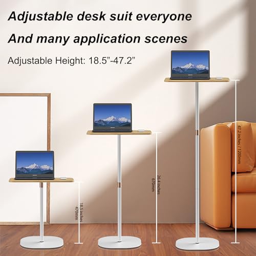 Mobile Standing Desk Height Adjustable Floor Laptop Stand, Computer Cart Workstation, Projector Stand, Teacher Podium for Home, Office, Classroom