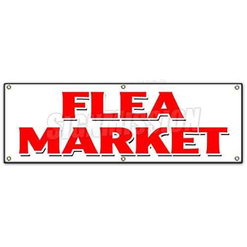 72" FLEA Market Banner Sign Produce Clothes Discount Kitchen Fruit Tools